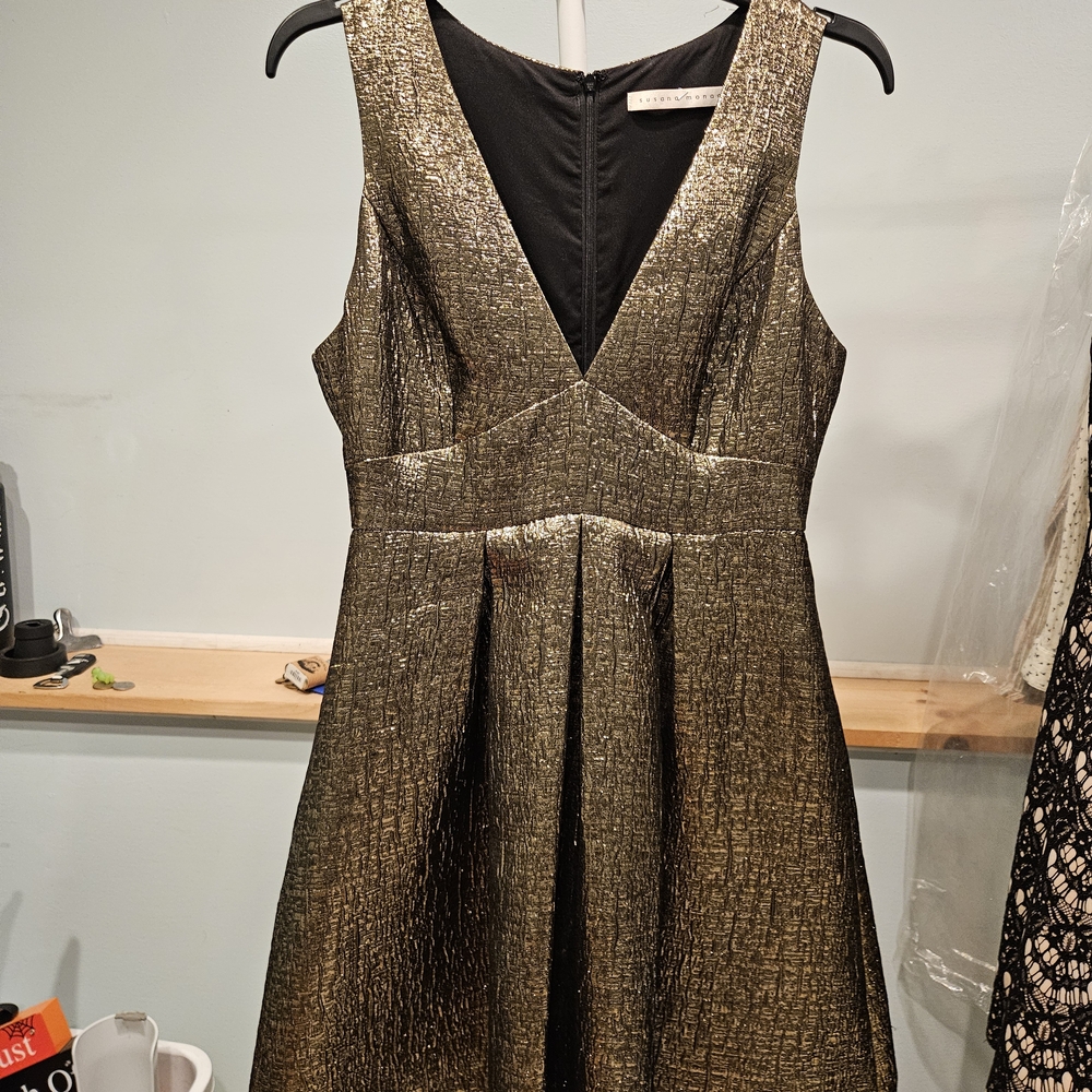 Susana Monaco Metallic Gold Mini Dress